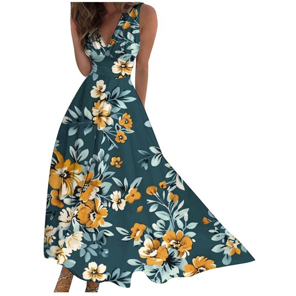 Cavosen Plus Size Party Dresses V Neck Sleeveless Midi Evening Gowns Ball Dress Elegant Wedding Guest Cocktail Party Dress