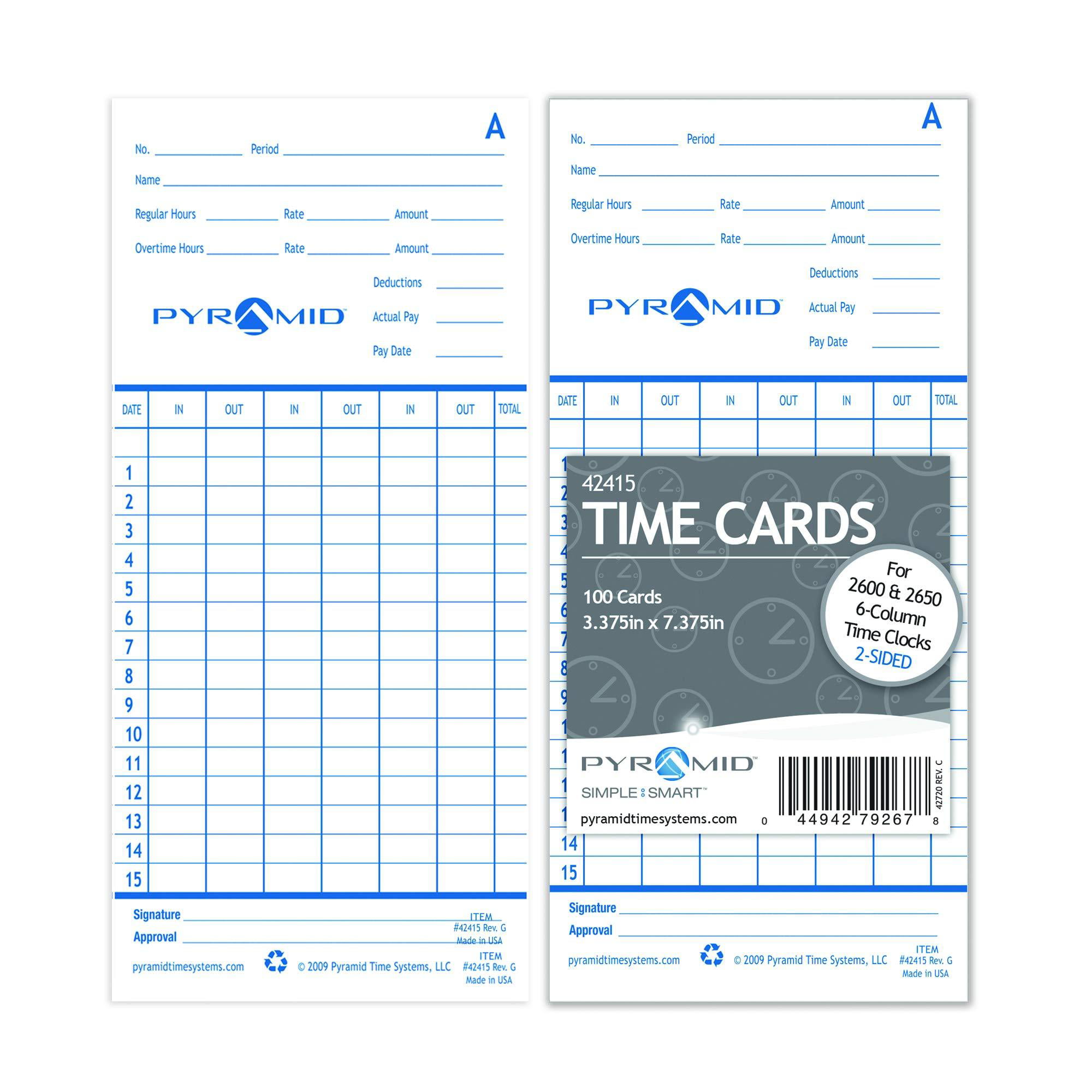 000 Count Time Cards for 2600 and 2650 Time Clocks-Spanish Pyramid 1 