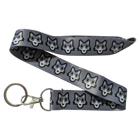 Wolf Face Gray Keychain Lanyard
