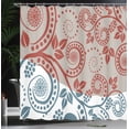 thumbnail image 3 of Ambesonne Swirls Shower Curtain, Curlicue Antique Floral Art, 69"Wx70"L, Vermilion Blue and Tan, 3 of 4