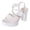 White, variant on Glitter Rhinestones Platform Dressy Sandals for Women Bride Wedding Sparkling Fashion Casual Leather Peep Toe Chunky Block High Heels Summer Dress Pumps Shoes Wine Size 7