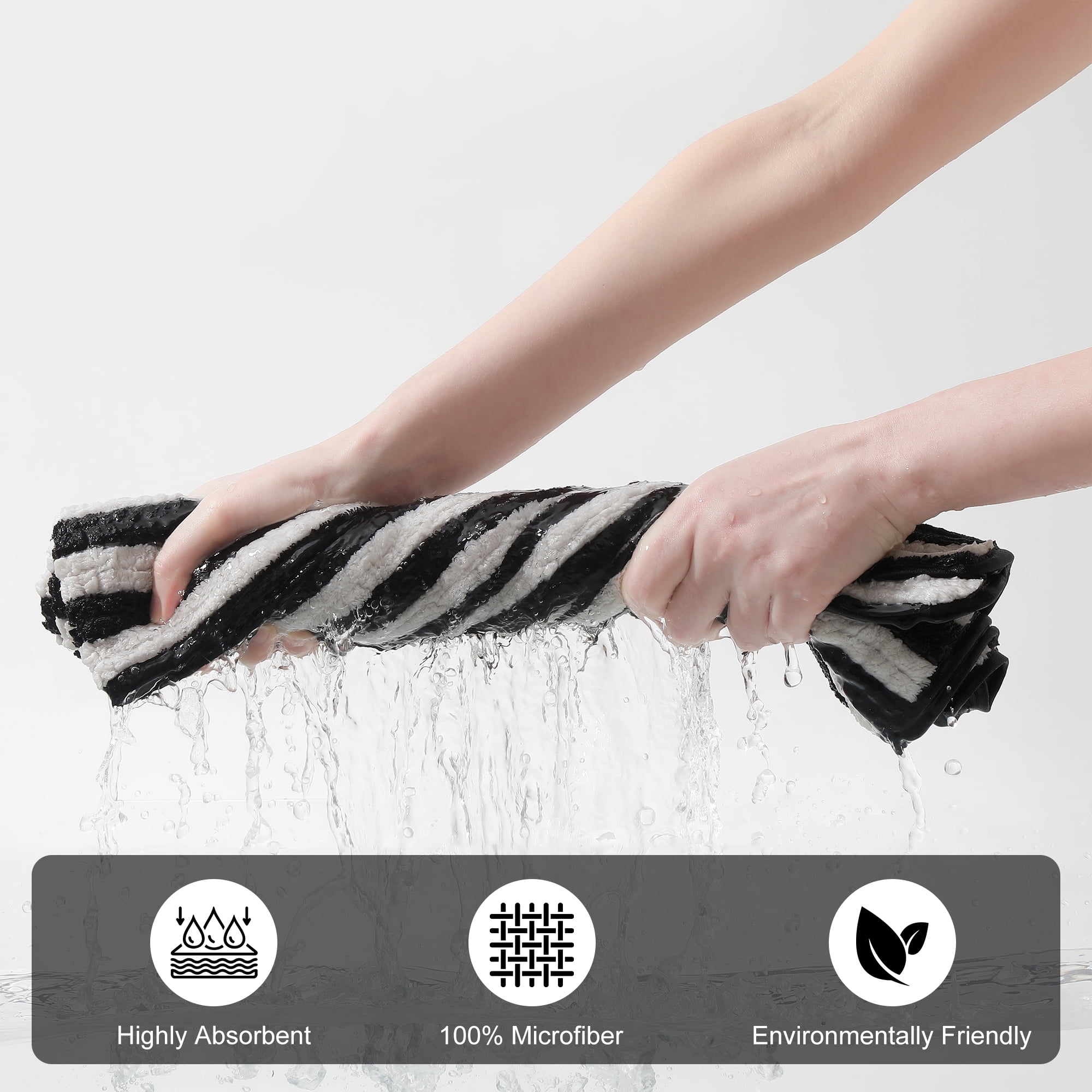 Jessy Home 6 Piece Black White Bath Towel Set for Bathroom-2 Bath Towels,2 Hand Towels,2 Washcloths Soft and Plush Highly Absorbent Towel for Hotel & Spa