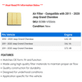 thumbnail image 2 of Air Filter - Compatible with 2011 - 2020 Jeep Grand Cherokee - Beck Arnley, 2 of 2