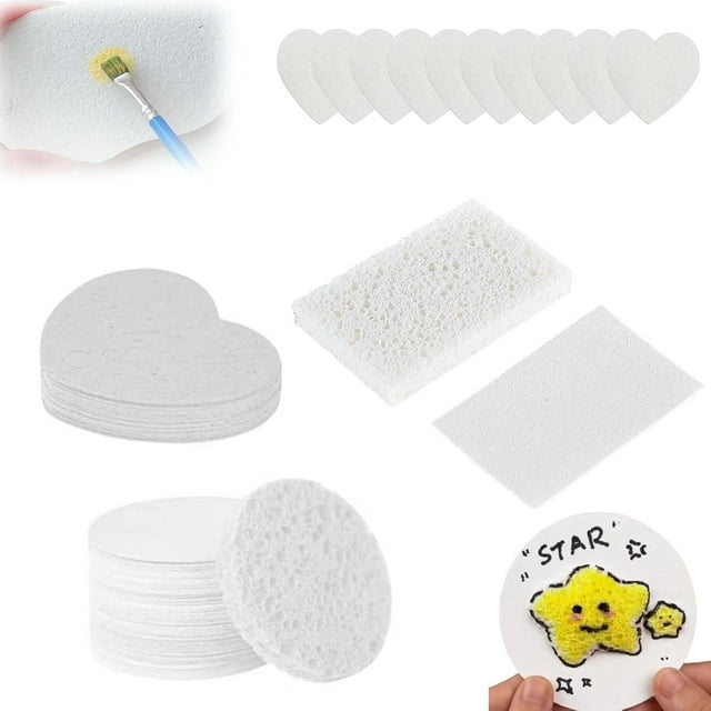 Magic Puffy Paint, 3D Drawing Magic Canvas Sponge, Foam Texture Blank Painting Paper, Handmade DIY Art Papers, Square/Round/Heart-Shaped Foam Texture Blank Painting Paper (Mix 30)