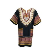 Mogul Women's Black Dashiki African Loose Ethnic Top Short Sleeve Casual Tunic Blouse Tops XL