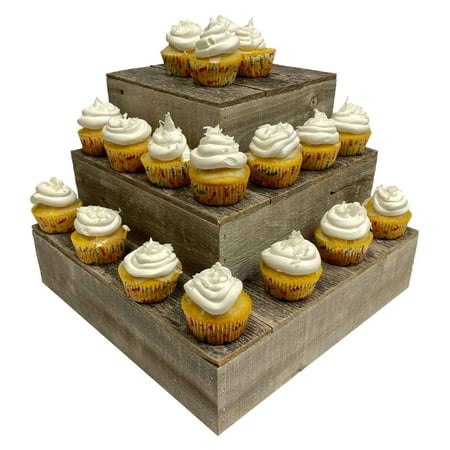 

Werqueid | Wood Cake Stand | Set of 3 | Natural Weathered Gray | Rustic Wooden Wedding Dessert Display Stand | Vintage Cupcake Stand | Farmhouse Wedding | Antique | Sturdy | 100% Reclaimed Wood