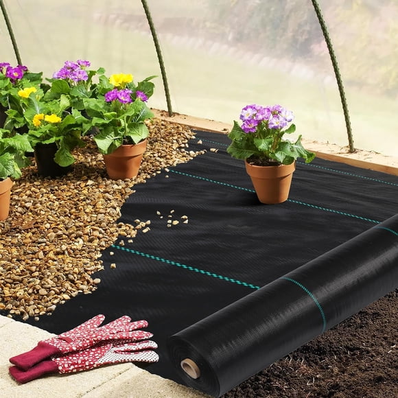 Edtara Tissu Géotextile Tissé 3,2 Oz, Barrière aux Herbes Durable et Robuste pour Base d'Entrée, Plates-Bandes de Jardin et Applications de Couverture de Sol d'Aménagement Paysager