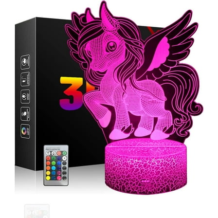 YSITIAN 3D Unicorn Night Lights, LED Illusion Lamp Unicorn Lights for Kids Room 16 Colors G1116-387