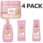 Dove x Crumbl Strawberry Crumb Cake Collection Body Wash 20 oz, Body Scrub 15 oz, Deodorant 2.6 oz & Hand Wash 12 oz 4 Pack