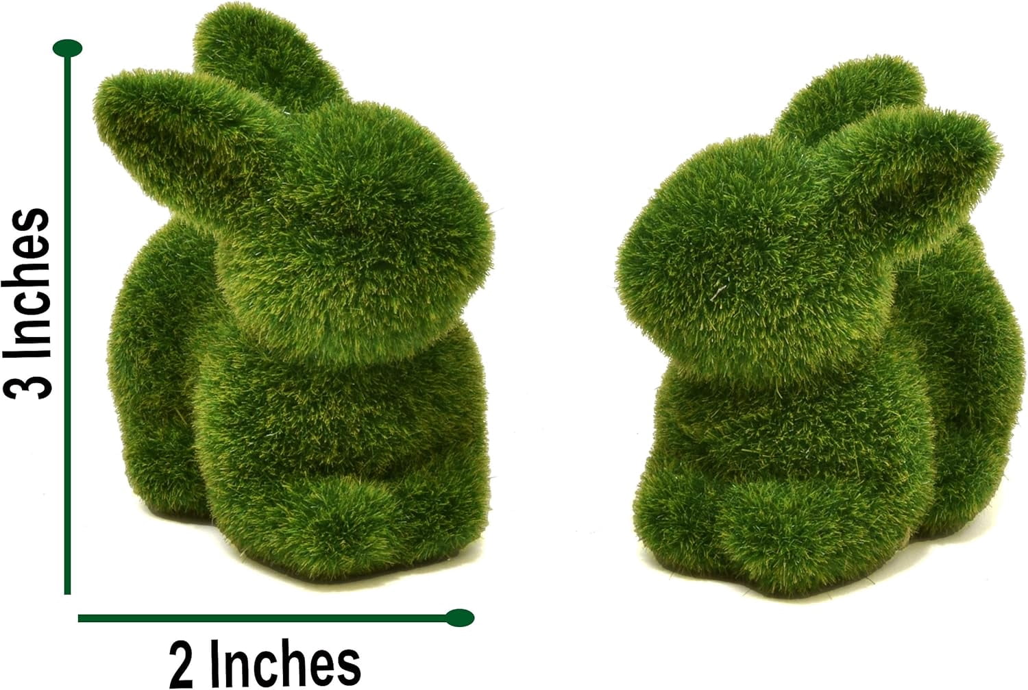 Gift Boutique Flocked Bunny Figurines, Green Moss Easter Rabbit Decor, Indoor Outdoor Table Shelf Accents, Set of 4