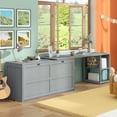 thumbnail image 3 of Euroco Queen Size Murphy Bed with Rotable Desk and Shelf for Living Room, Sapce-Saving & Easy Open and Close, Gray, 3 of 23
