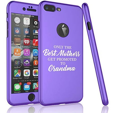 360° Full Body Thin Slim Hard Case Cover + Tempered Glass Screen Protector F0R Apple iPhone The Best Mothers Get Promoted to Grandma (Purple, F0R Apple iPhone 6 /