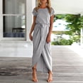 thumbnail image 4 of Vedolay Women's Summer Dresses Womens Casual Long/Short Sleeve Wrap V-Neck Ruffle Mini Dresses,Gray M, 4 of 4
