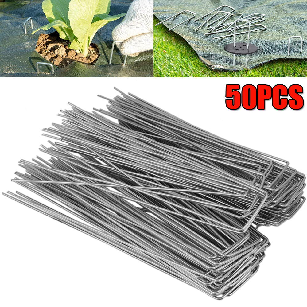 Elbourn 50PCS Garden Staples Landscape Staples, UShaped Landscape