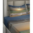 thumbnail image 4 of Ambesonne Seascape Fitted & Top Sheet Set with Shams, Sandy Beach Waves Sunset, Multicolor, 4 of 5