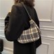 thumbnail image 1 of Bolso retro para axilas de lona con estampado a cuadros para mujer, bolsos pequeños para vagabundos (negro), 1 of 5