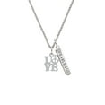 thumbnail image 2 of Delight Jewelry Love with Peace Sign Silvertone Fearless Bar Charm Necklace, 23", 2 of 4