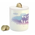 thumbnail image 2 of Saying Piggy Bank, Make It Happen Calligraphic Lettering on Soft Pastel Color Splash Cloud, Ceramic Coin Bank Money Box for Cash Saving, 3.6" X 3.2", Pale Blue Pink Lilac, by Ambesonne, 2 of 4