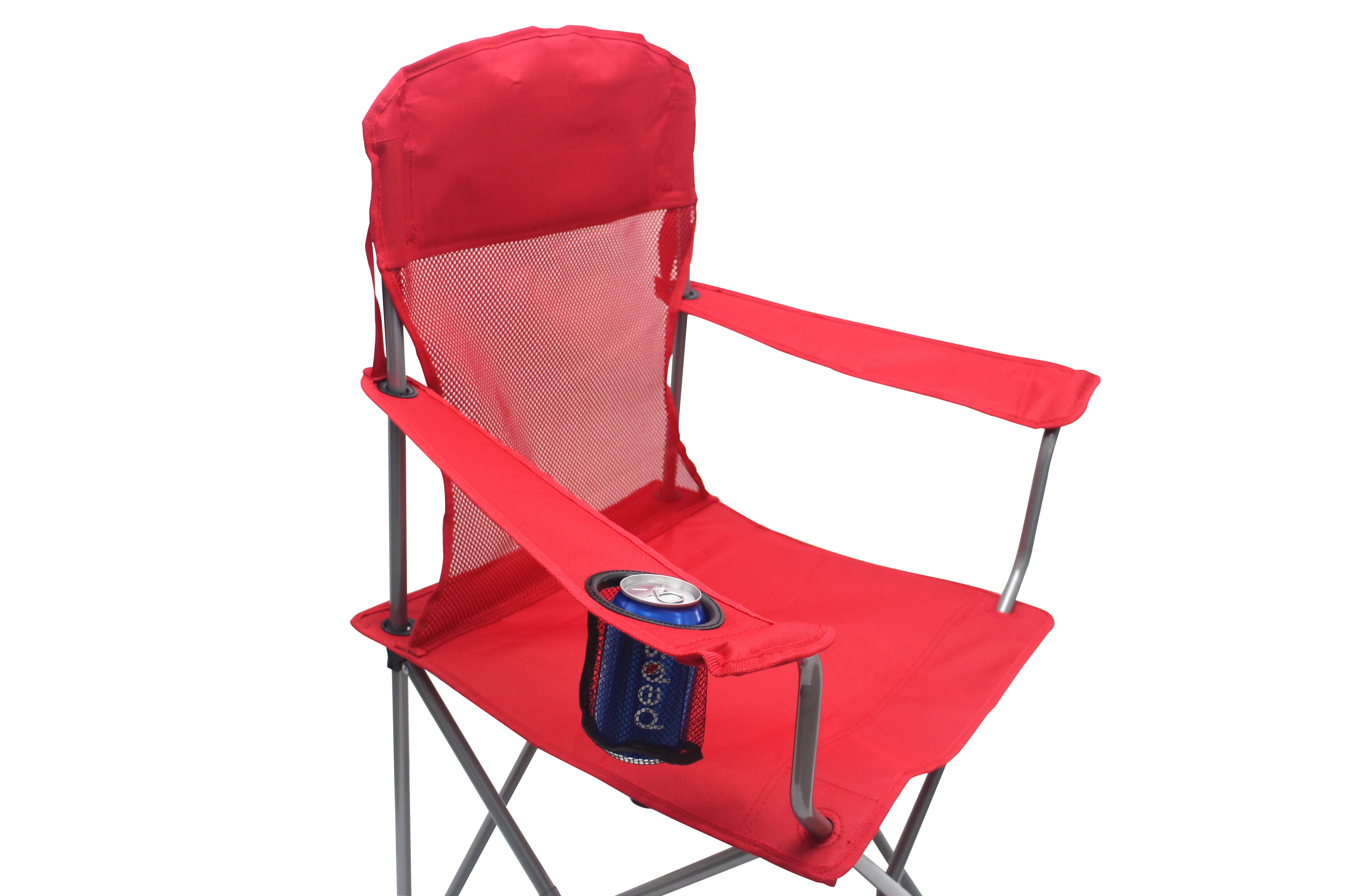 Ozark Trail Basic Mesh Folding Camp Chair with Cup Holder Red 