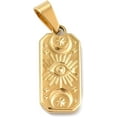 thumbnail image 2 of Colgante rectangular de acero inoxidable 304 con diseño de luna, estrella y ojo, chapado al vacío PVD, con cierre de presión de acero inoxidable 201. Color dorado., 2 of 3