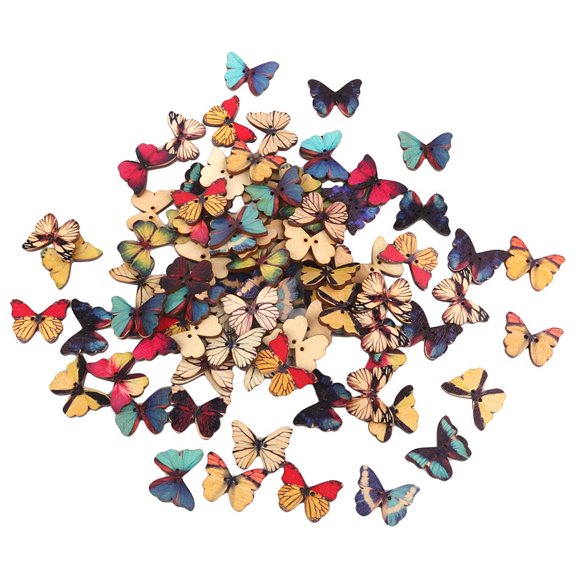 100 pieces wood button/buttons♥GREAT Colorful Butterfly♥Craft SPECIAL PRICE