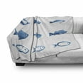 thumbnail image 3 of Fish Soft Flannel Fleece Throw Blanket, Array of Fish Silhouettes Marine Life Sea Ocean Related Images Pattern Fish Bones, Cozy Plush for Indoor and Outdoor Use, 50" x 70", Blue White, by Ambesonne, 3 of 6