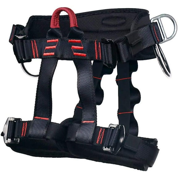 Climbing Harness, Protect Waist Safety Harness Gear, Wider Half Body Harness for Roofing Fire Rescuing Rock Climbing Rappelling Tree Climb Red