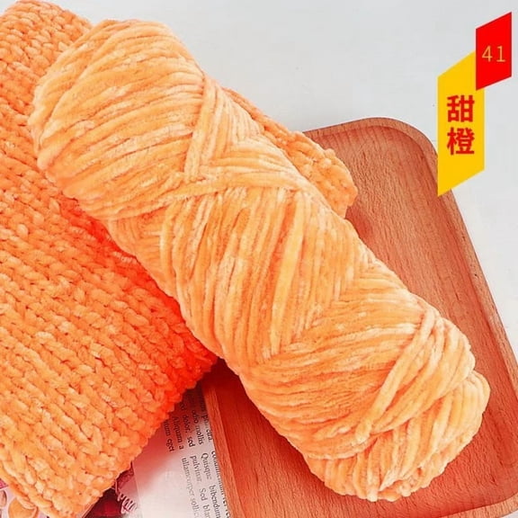 Nvzi Chenille Yarn, Crochet Yarn, 95g 1 Roll, Polyester – Soft, Warm & Skin-Friendly, Ideal for Sweaters, Scarves, Hats & Blankets, Premium Chenille Yarn for DIY Crafts,orange