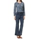 thumbnail image 2 of Blusa de manga rizada para mujer INSPIRE CHIC, con cuello fruncido, lazo autoajustable, elegante, de gasa floral, talla S, azul polvo, 2 of 5