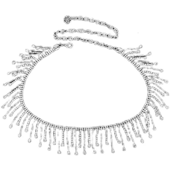 Giaone Elegant Waist Chain with Rhinestone Fringe Women Hot Day Banquets Dress Belt