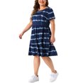 thumbnail image 4 of Agnes Orinda Plus Size Dress for Women Short Sleeve Empire Waist Casual Swing T-Shirt Dress, 4 of 5