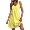 thumbnail image 2 of Mefallenssiah Femmes Été Confort Mode Poche Impression Sans Manches V-Cou Robe, 2 of 5