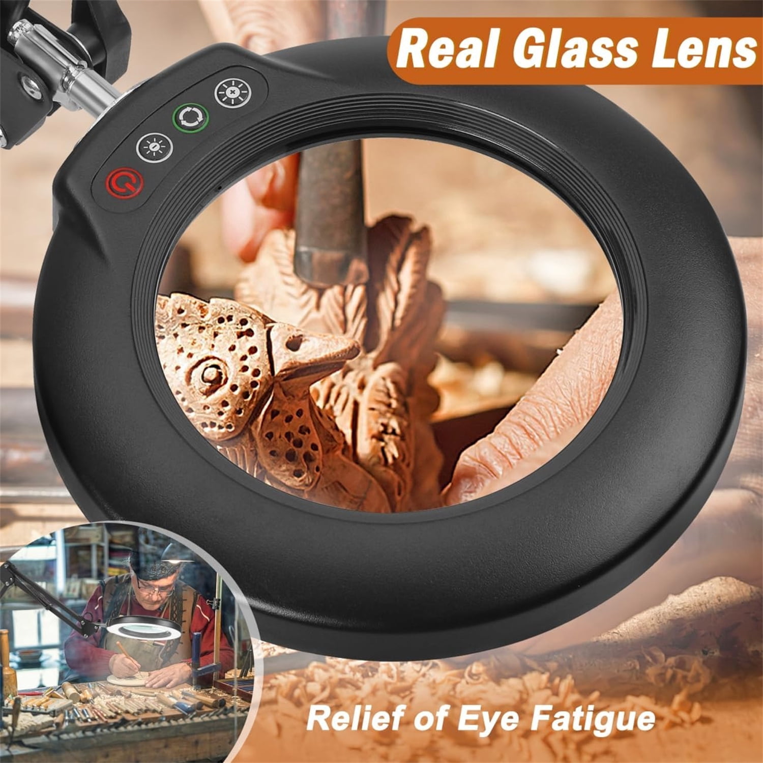 Magnifying Glass with Light, 5 Color Modes Stepless Dimmable 2 in 1 Desk Lamp and Clamp, LED Lighted Magnifier with Light and Stand, Hands Free for Craft Repair Hobby Painting Close Work