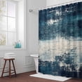 thumbnail image 5 of Abstract White Blue Fabric Shower Curtain Simple Style Washable Shower Curtains for Bathroom, Waterproof Bath Curtain with Hooks Home Decor 72x72in, 5 of 8
