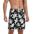 thumbnail image 2 of Kdxio Lilies Flowers Print Mens Sleep Shorts Bottoms Soft Comfy Pajama Wear Pants with Drawstring Pockets, 2 of 7
