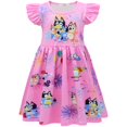 thumbnail image 4 of 4-8Years Kids Girls Bluey Dog Cartoon Bluey Friends Print Costume Dress Pleated Skirt Princess Cosplay Fancy Dress Party Gifts, 4 of 5