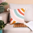 thumbnail image 1 of STITCHNEST Rainbow Housse de Coussin Capitonnée avec Pompons 16 x 16 Pouces (Lot de 1), 1 of 5