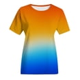 thumbnail image 4 of Qiopertar Mode Femmes Été T-Shirt Ample Imprimé Col Rond Manches Courtes Blouse Décontractée Grandes Économies de Vacances! Offres de la Semaine Liquidation, 4 of 5