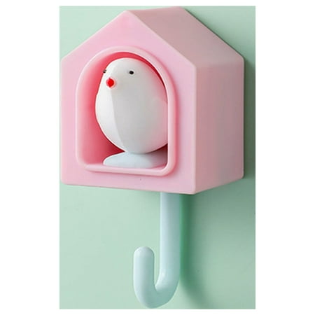 

Household Hook Yuseik Clearance Bird House Hook Strong Adhesive Sticker Wall Hanging Kitchen Creative Cute Hook Traceless Punch-Free Door Back Hook Pink (1 Pc Hook)