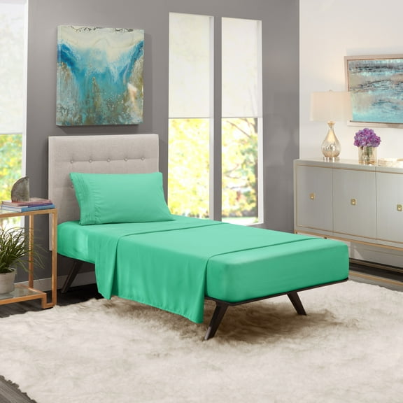 Clara Clark Twin XL Size Bed Sheets Set - Deep Pocket College Dorm 3 Piece Sheet Set - Hotel Luxury Soft Double Brushed Microfiber, Mint