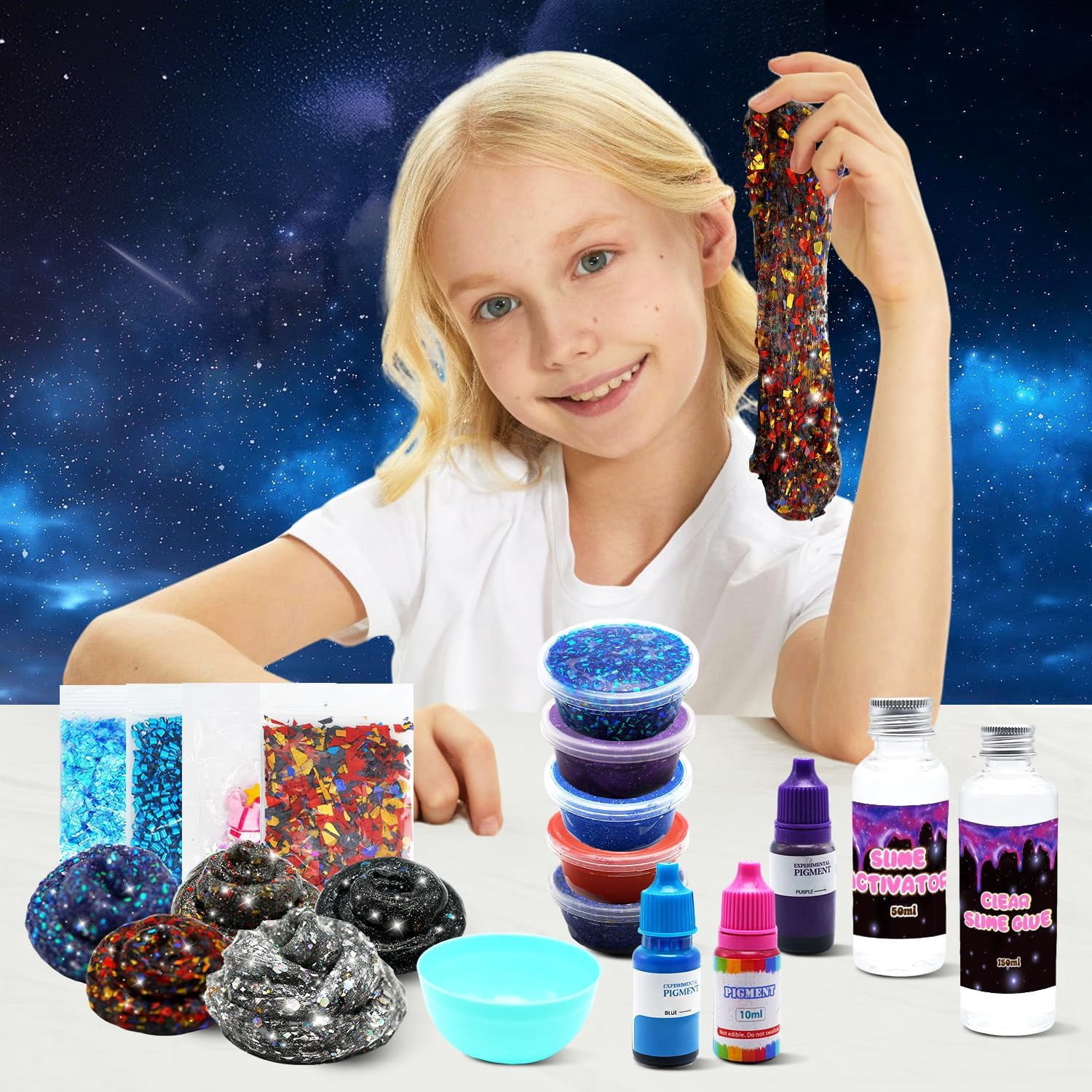 Mini Galaxy Slime Kit for Kids Ages 6–12, DIY Space Slime Set, Fun Cosmic Craft for Creative Play, for Boys & Girls