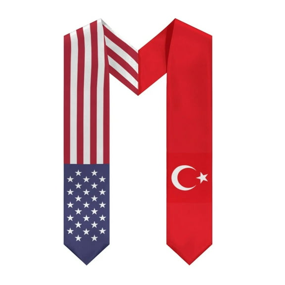 More design Graduation shawl Turkey Türkiye Flag & United States Flag Stole Sash Honor Study Aboard International Students