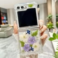 thumbnail image 4 of Compatible with Samsung Z Flip 7 Case Cute Pressed Dried Real Flowers Design Women Girls Shockproof Protective Hard PC Glitter Bling Floral Clear Phone Cover for Galaxy Z Flip 7,Purple, 4 of 16