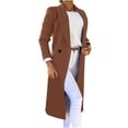 thumbnail image 2 of Juebong Women's Winter Wool Coat Casual Notch Lapel Double-Breasted Peacoat Fall Windproof Mid Long Pea Trench Coat Overcoat Brown,XXXL, 2 of 6
