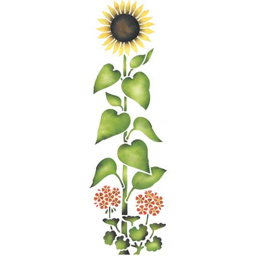 Tall Sunflower Wall Stencil SKU 984 by Designer Stencils
