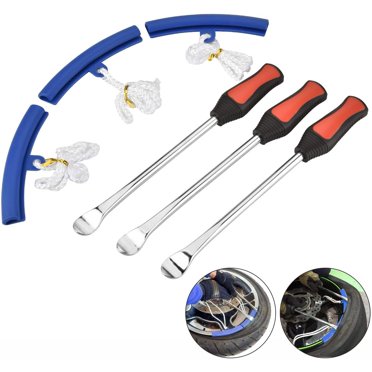 Levier de Pneu Pneu, Cuillère de Pneu Levier de Pneu Cuillères de Pneu Levier Ensembles d'Outils en Fer 3 Pcs Outil Levier de Pneu + Ensemble d'Outils Protecteurs de Jante de Roue 3 Pcs pour Pneus de Moto Vélo