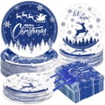 thumbnail image 1 of Set de 200 Piezas de Platos y Servilletas Azules de Navidad GOLDGAO para 50 Personas, 1 of 7