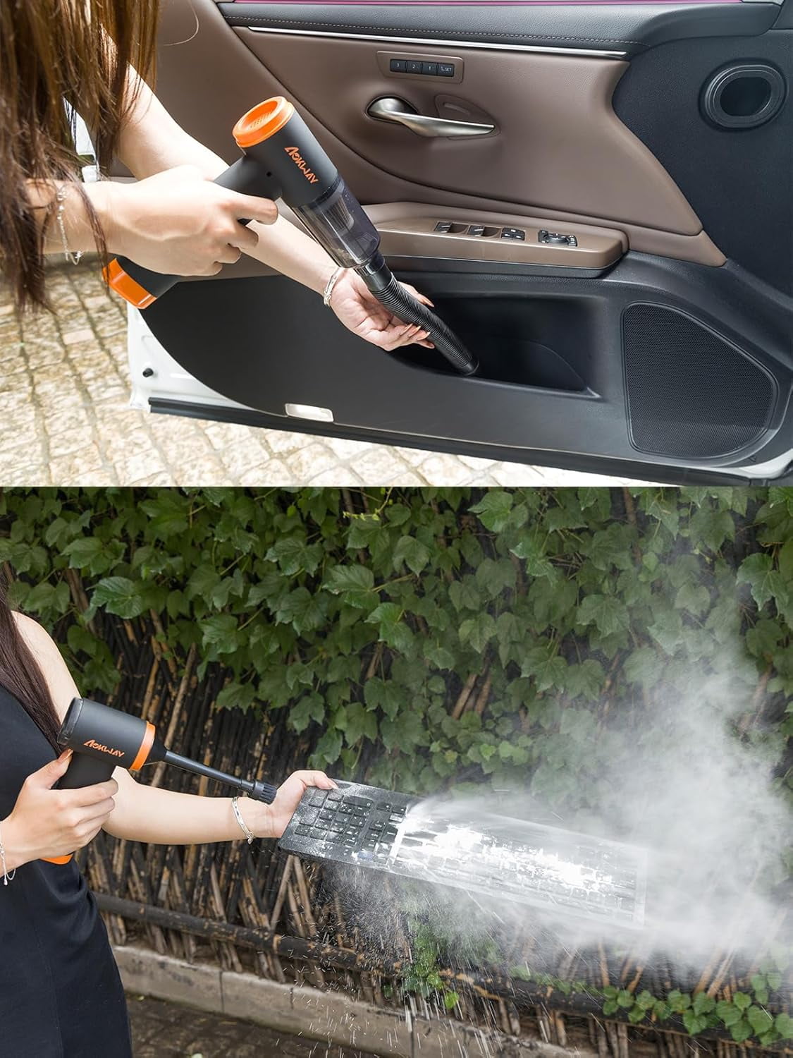 aokway Car Vacuum Portable Cordless 20000PA Powerful Suction, Mini Vacuum Cleaner for Car, Electric Air Duster & Blower, Mini Handheld Vacuum 4-in-1 Rechargeable for Home, Office Desk Cleaning