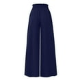 thumbnail image 4 of Elainilye Fashion Wide Leg Pants for Women Summer Casual Drawstring Elastic Waist Pants Baggy Long Pants Loungewear,Blue, 4 of 6