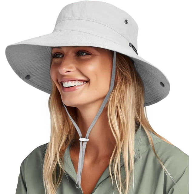 Sun Hats for Women Ponytail UPF 80+ Beach Summer Hat Wide Brim Packable Cowboy Hat